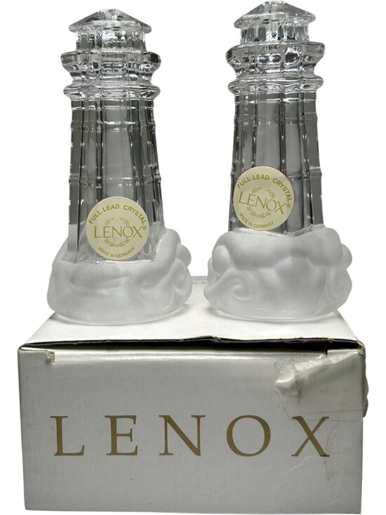 Lenox Other - Lenox Full Lead Crystal Lighthouse Salt & Pepper Set 090277 Made in Germany NIB